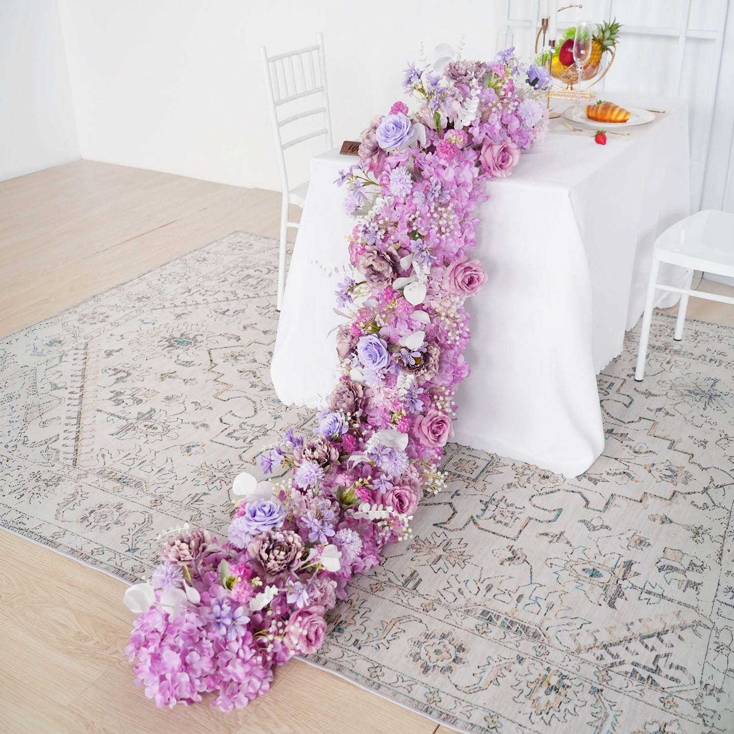 Uflower Artificial Flower Row Sofa Table Runner Floor Flower Arrangement